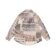 Weathered News Paper Print Shirt