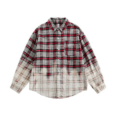 Gradient Plaid  Embroidery Shirts