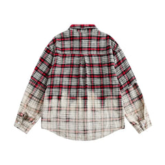 Gradient Plaid  Embroidery Shirts