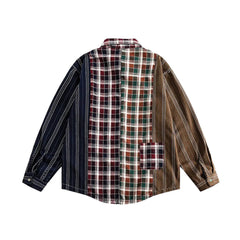 Patchwork Plaid Long Sleeve Shirt