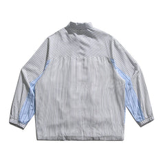 Stripe Splice Pocket  Cargo Shirts