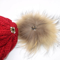 Red Knitted Hat With Pom-Pom