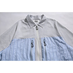 Stripe Splice Pocket  Cargo Shirts